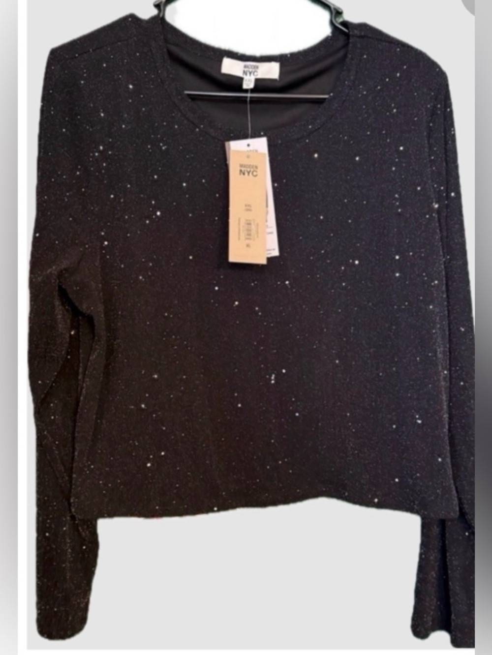 NWT Madden NYC Black Glitter Long Sleeve Sweater XXL 20